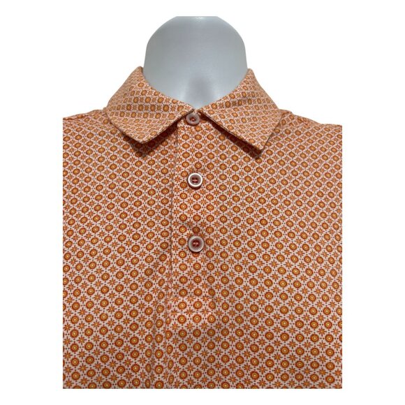 Johnston & Murphy Mens Orange Print Short Sleeve Polo Shirt Size XL Pima Cotton - Picture 3 of 11